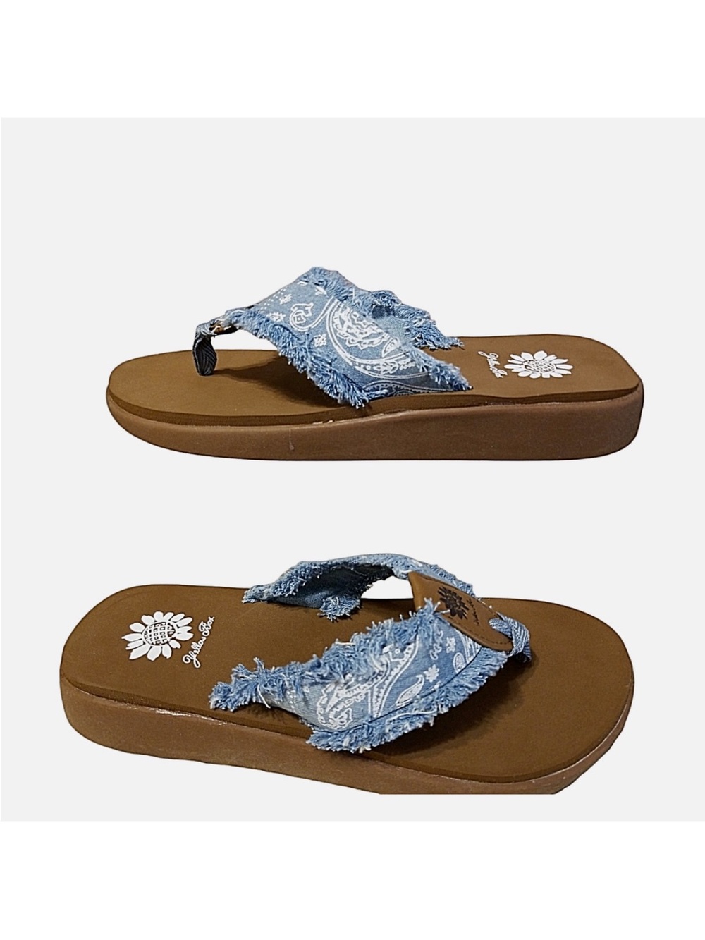 Denim Frayed Band Flip Flop Sandals - Light Blue - Picture 5 of 5